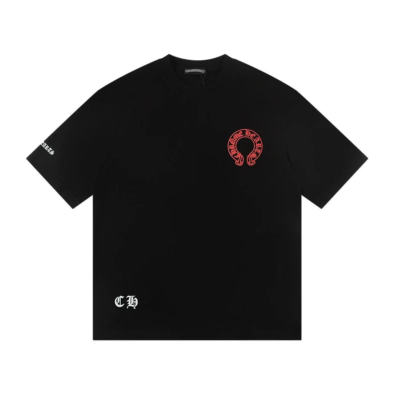 🅿️150 Style: 2025 new Croix Heart short-sleeved T-shirt Material: High version 300g double yarn combed cotton Size: S～XL Color: Black Style number: Z006